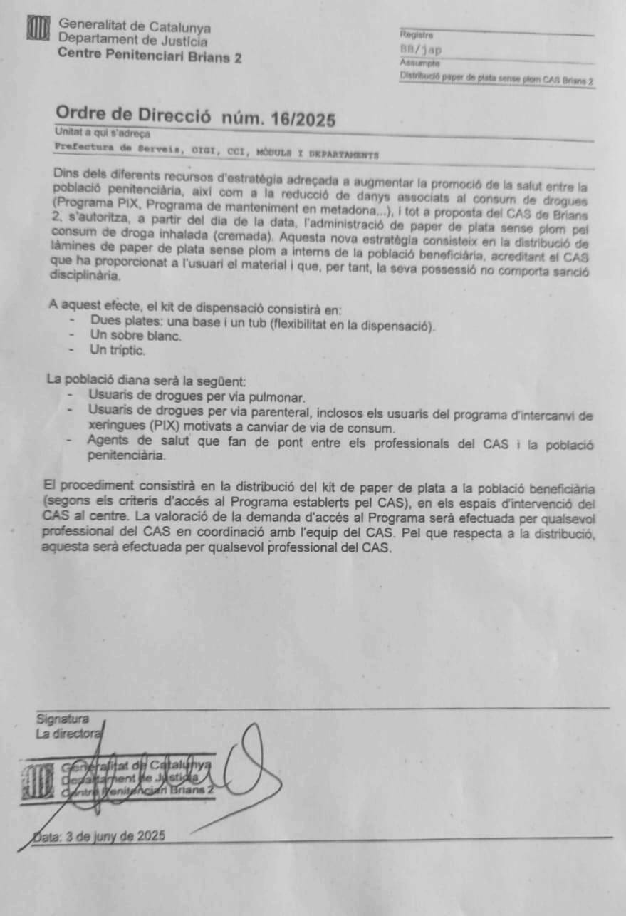 Ordre de Direcció a CP